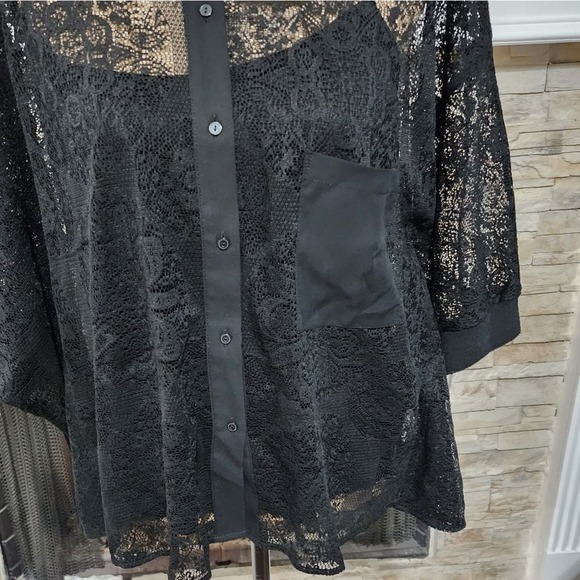 Desigual Cam Lola Embroidered Lace Black Swingy Blouse size medium new!!! - Picture 8 of 13